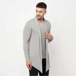 Men Asymmetric Full Sleeve Grey Shrug-image-23