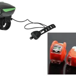 Bicycle USB 3 Mode Light 250 LM & Horn with Pair of Red Blinker 3 Mode Light Set LED Front Rear Light Combo-3