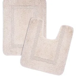 Saral Home Beige Cotton Bath Rug & Contour-11
