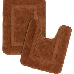 Saral Home Brown Cotton Bath Rug & Contour-51
