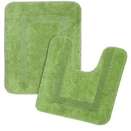 Saral Home Green Cotton Bath Rug & Contour-44