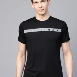 Men Printed Round Neck Polyester Black T-Shirt-image-81