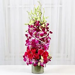Roses And Orchids Vase Arrangement-image-47