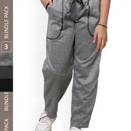 IndiWeaves Girls Pack Of 3 Mid-Rise Track Pants-image-85
