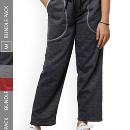 IndiWeaves Girls Pack Of 3 Mid-Rise Track Pants-picture-12