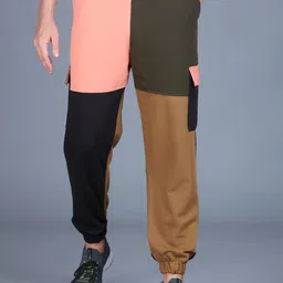 The Dance Bible Men Colourblocked Cotton Baggy Joggers-image-9