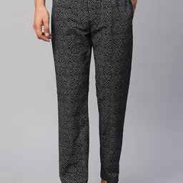 URBAN SCOTTISH Men Geometric Printed Cotton Lounge Pants-image-1