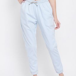 Clovia Women Blue & White Striped Cuffed Joggers-image-27