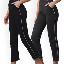 NOT YET by us Women Pack Of 2 Solid Pure Cotton Lounge Pants-image-46