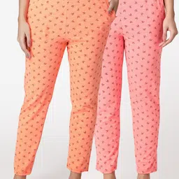 ABELINO Women Pack Of 2 Printed Pure Cotton Lounge Pants-image-66