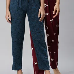 Kryptic Women Pack Of 2 Printed Pure Cotton Lounge Pants-49