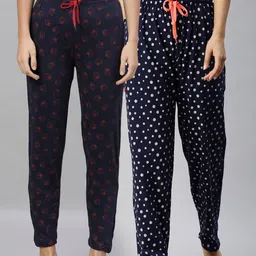 Kryptic Women Pack Of 2 Printed Pure Cotton Relaxed Fit Lounge Pants-picture-2