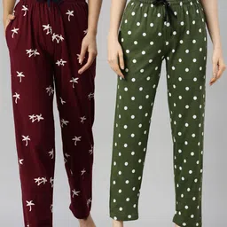 Kryptic Women Pack Of 2 Printed Pure Cotton Lounge Pants-picture-55
