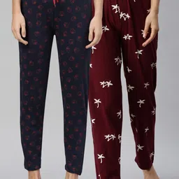 Kryptic Women Pack Of 2 Printed Pure Cotton Lounge Pants-picture-38
