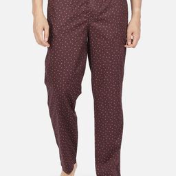IVOC Men Brown & Pink Printed Slim-Fit Pure Cotton Lounge Pants-image-101