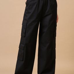 Bewakoof Women Black Oversized Mid-Rise Pure Cotton Cargo Parachute-image-92