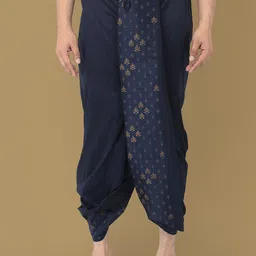 DEYANN Men Navy Blue & Gold-Coloured Printed Dhoti Pants-image-83