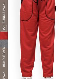 IndiWeaves Girls Pack Of 2 Mid-Rise Fleece Track Pants-picture-31