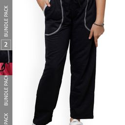 IndiWeaves Girls Pack Of 2 Mid-Rise Fleece Track Pants-picture-26
