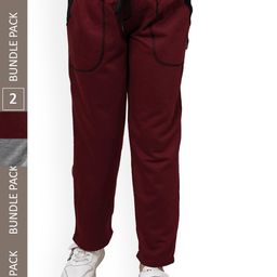 IndiWeaves Girls Pack Of 2 Mid-Rise Fleece Track Pants-picture-43