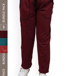 IndiWeaves Girls Pack Of 3 Mid-Rise Fleece Track Pants-picture-38
