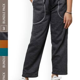 IndiWeaves Girls Pack Of 3 Mid-Rise Track Pants-picture-6