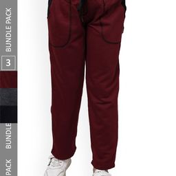 IndiWeaves Girls Pack Of 3 Mid-Rise Fleece Track Pants-picture-9