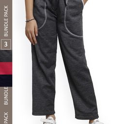 IndiWeaves Girls Pack Of 3 Mid-Rise Fleece Track Pants-image-68