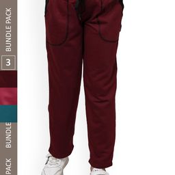 IndiWeaves Girls Pack Of 3 Mid-Rise Fleece Track Pants-picture-44
