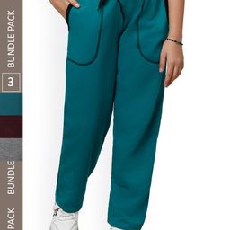 IndiWeaves Girls Pack Of 3 Mid-Rise Track Pants-picture-47