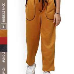 IndiWeaves Girls Pack Of 3 Mid-Rise Track Pants-picture-30