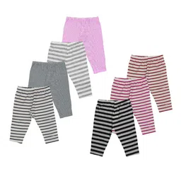 Lenam Infant Kids Pack Of 7 Striped Pure Cotton Mid Rise Track Pants-40