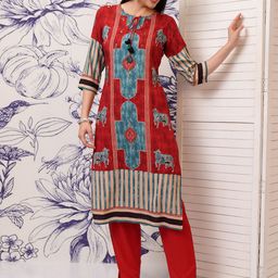 Vishudh Ethnic Motifs Printed Tie-Up Neck Sequinned Straight Kurta with Trousers-18