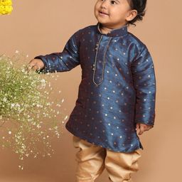 VASTRAMAY Boys Blue Kurta with Dhoti Pants-17