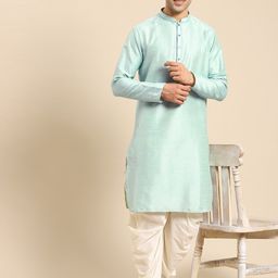 Amodh by Kisah Men Green Kurta with Dhoti Pants-image-55