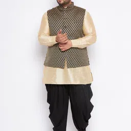 VASTRAMAY Plus Size Mandarin Collar Kurta and  Dhoti Pants With Nehru Jacket-picture-2