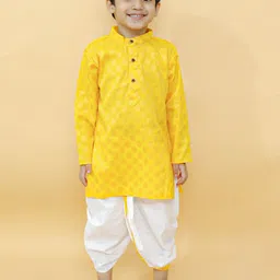 BAESD Boys Ethnic Motifs Printed Mandarin Collar Full Sleeves Ethnic Kurta & Dhoti Pants-15