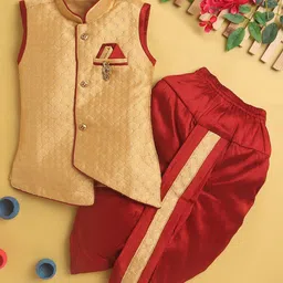 Jeetethnics Boys Woven Designed Mandarin Collar Regular Kurta with Dhoti Pants-16