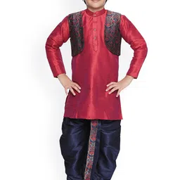 Jeetethnics Boys Maroon Regular Kurta with Dhoti Pants-13