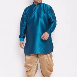 VASTRAMAY Size Men Turquoise Blue Kurta with Dhoti Pants-picture-6