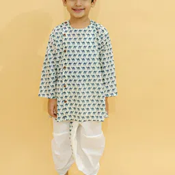 BAESD Boys Animal Printed Round Neck Full Sleeves Cotton Ethnic Kurta With Dhoti Pants-picture-52