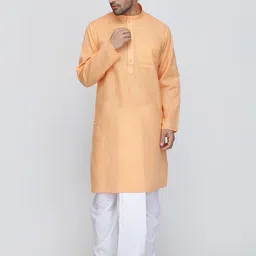 ROYAL KURTA Mandarin Collar Pure Cotton Straight Kurta With Dhoti Pants-image-29
