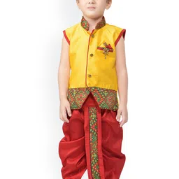 Jeetethnics Boys Yellow Regular Kurta with Dhoti Pants-54