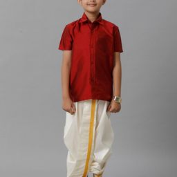 Ramraj Boys Shirt Collar Silk Cotton Clothing Set-picture-17