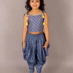 LIL DRAMA Girls Printed Top With Dhoti Pants-image-6