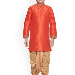 BAESD Boys Mandarin Collar Silk Cotton Kurta with Dhoti Pants-41