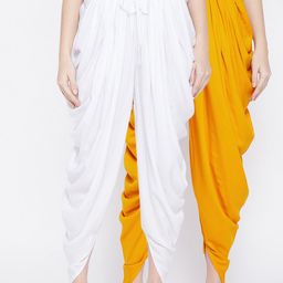 TULIP 21 Women Pack Of 2 Mustard & White Dhoti Pants-picture-33