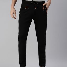 SHOWOFF Men Black Solid Straight-Fit Cotton Track Pants-image-49