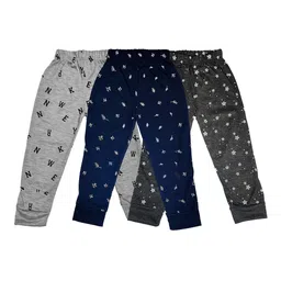 BAESD Infants Pack of 3 Graphic Printed Cotton Joggers-5