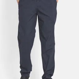 Octave Men Navy Blue Woven Textured Cotton Track Pants-image-84